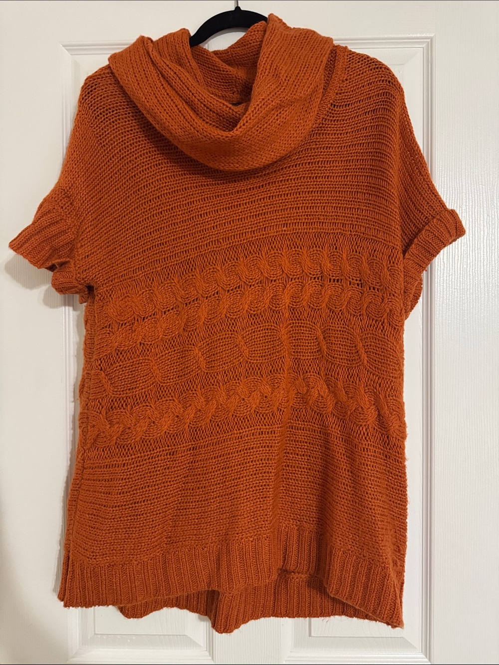 Michael Kors Women’s Cowl Neck Short-Sleeve Cable Knit Sweater - Rust Orange